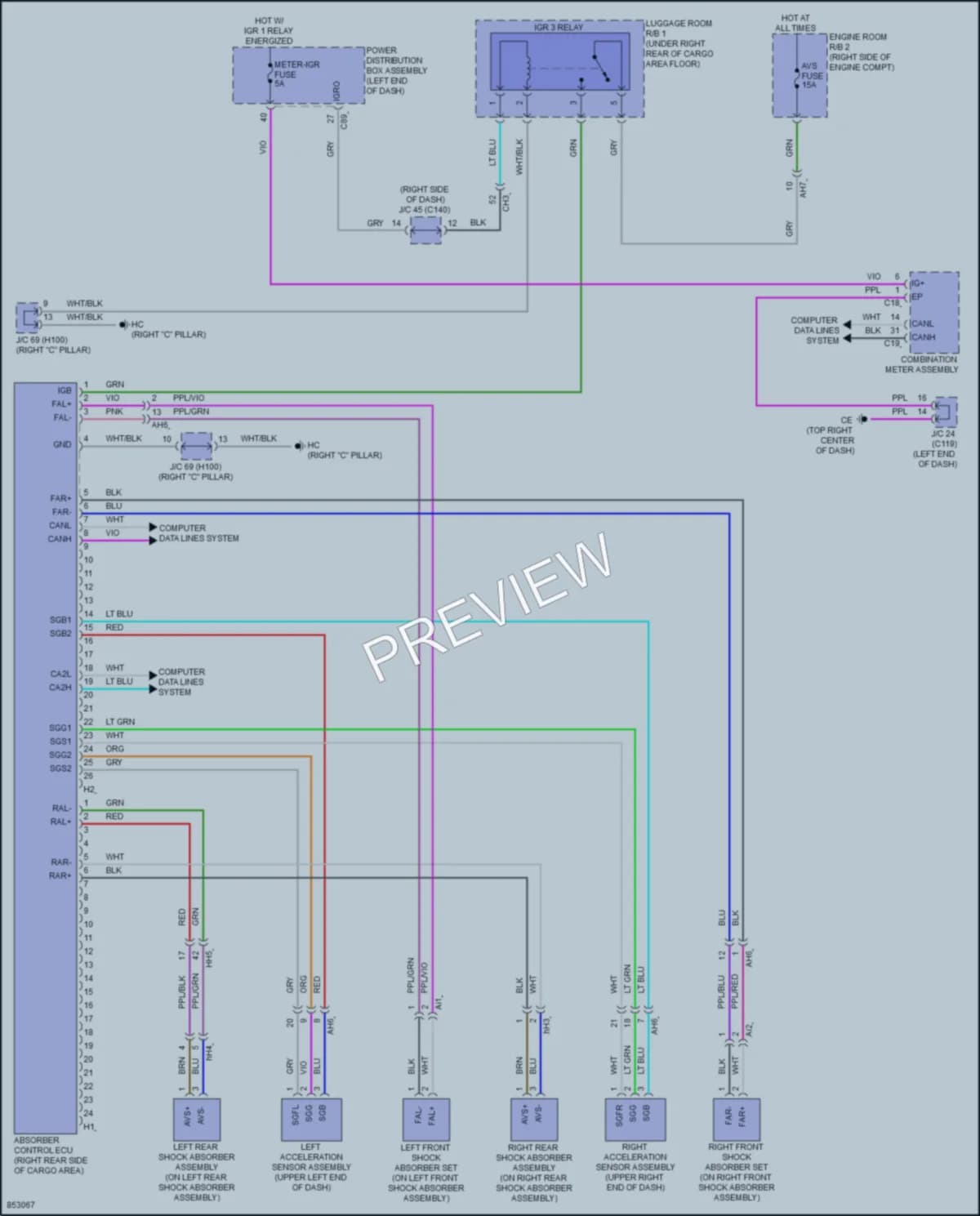 2024 Lexus RX500h Electronic Suspension wiring diagram preview