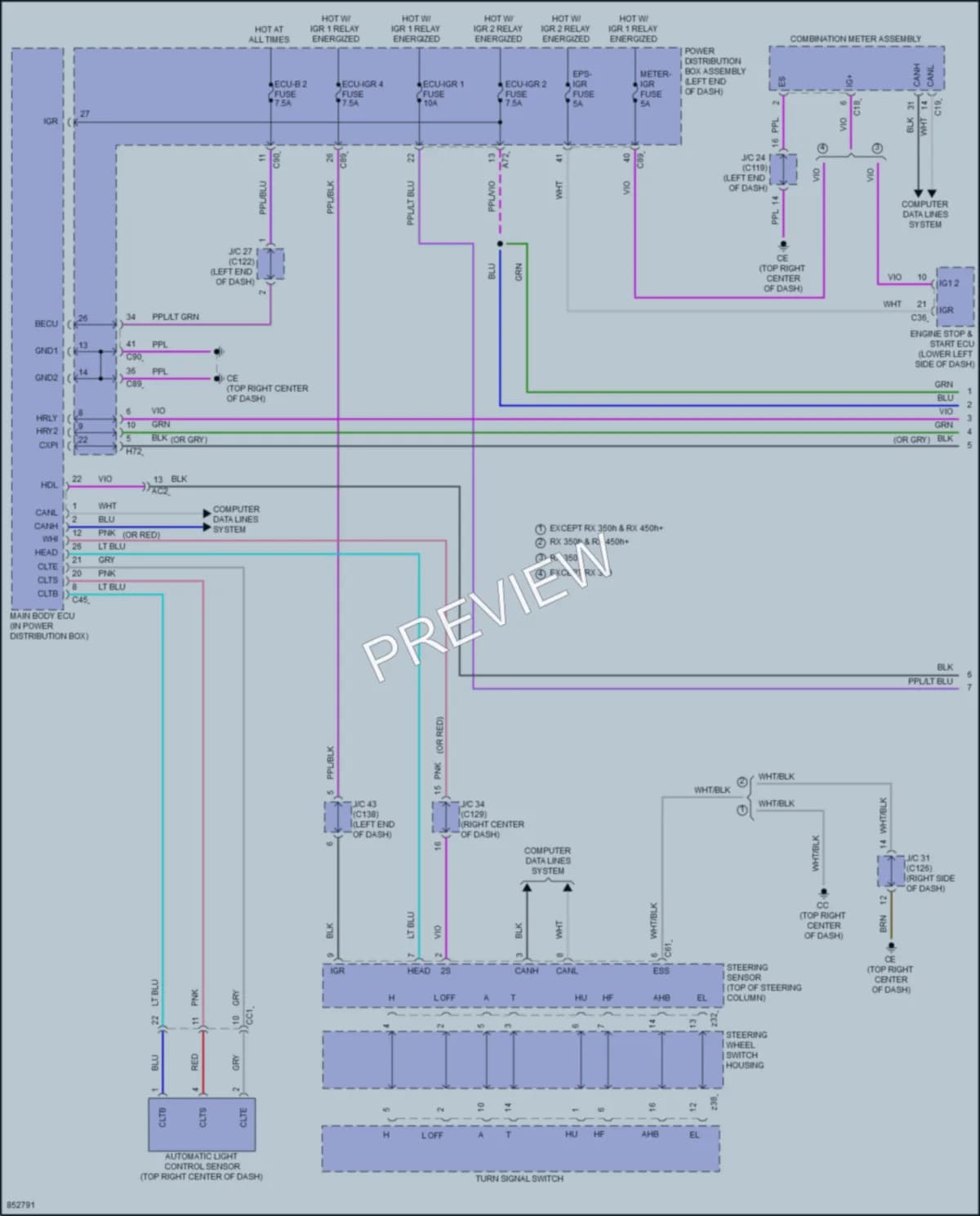 2024 Lexus RX500h Headlights wiring diagram preview
