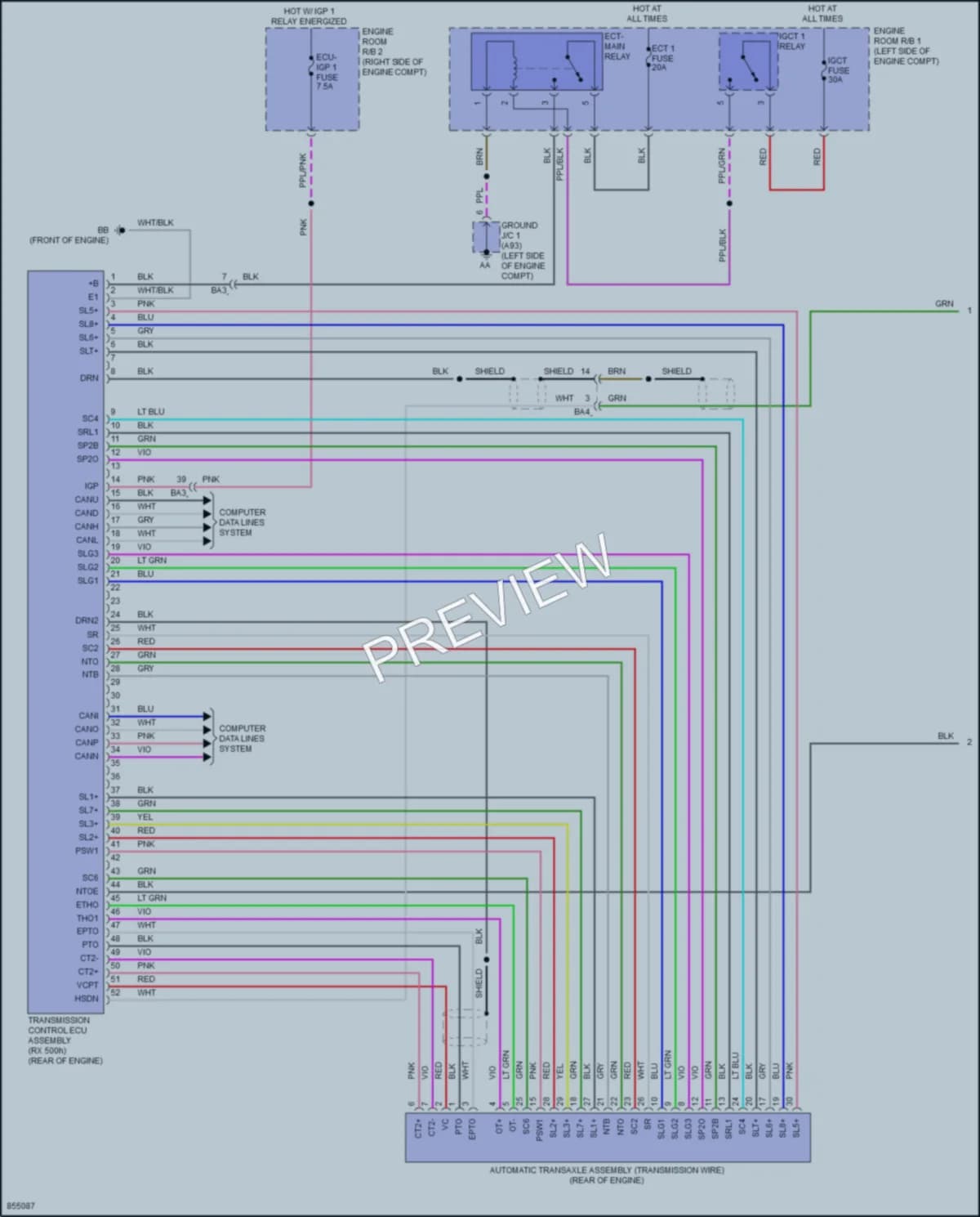 2024 Lexus RX500h Transmission wiring diagram preview