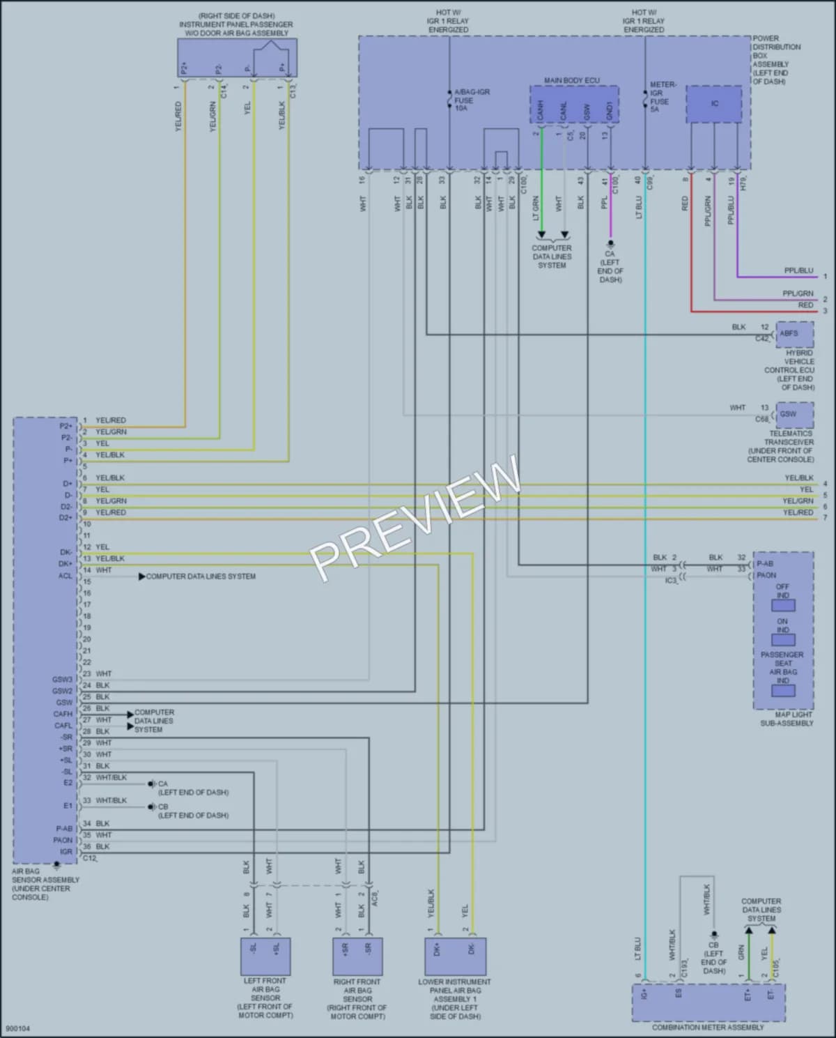 2024 Lexus RZ450e Supplemental Restraints wiring diagram preview