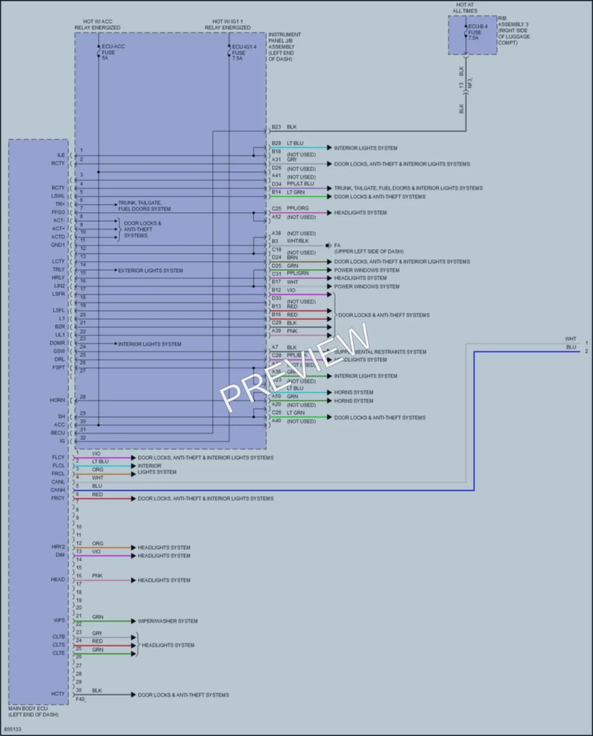 2024 Lexus UX250h Body Control Modules wiring diagram preview