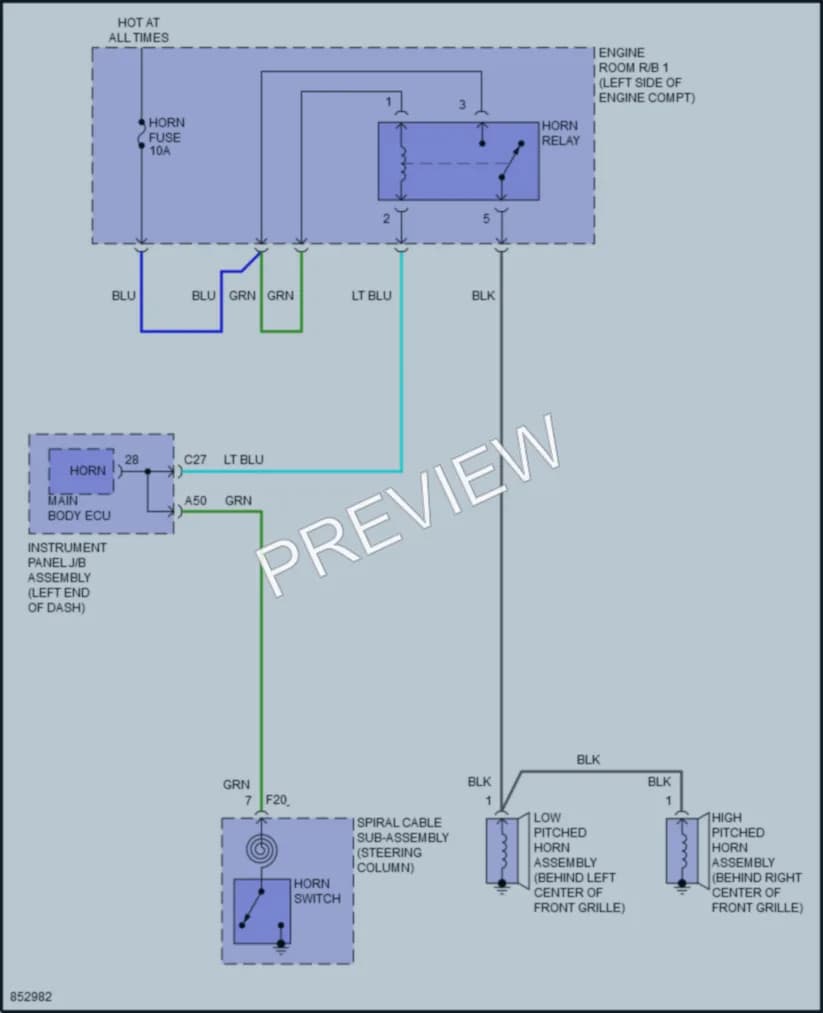 2024 Lexus UX250h Horn wiring diagram preview