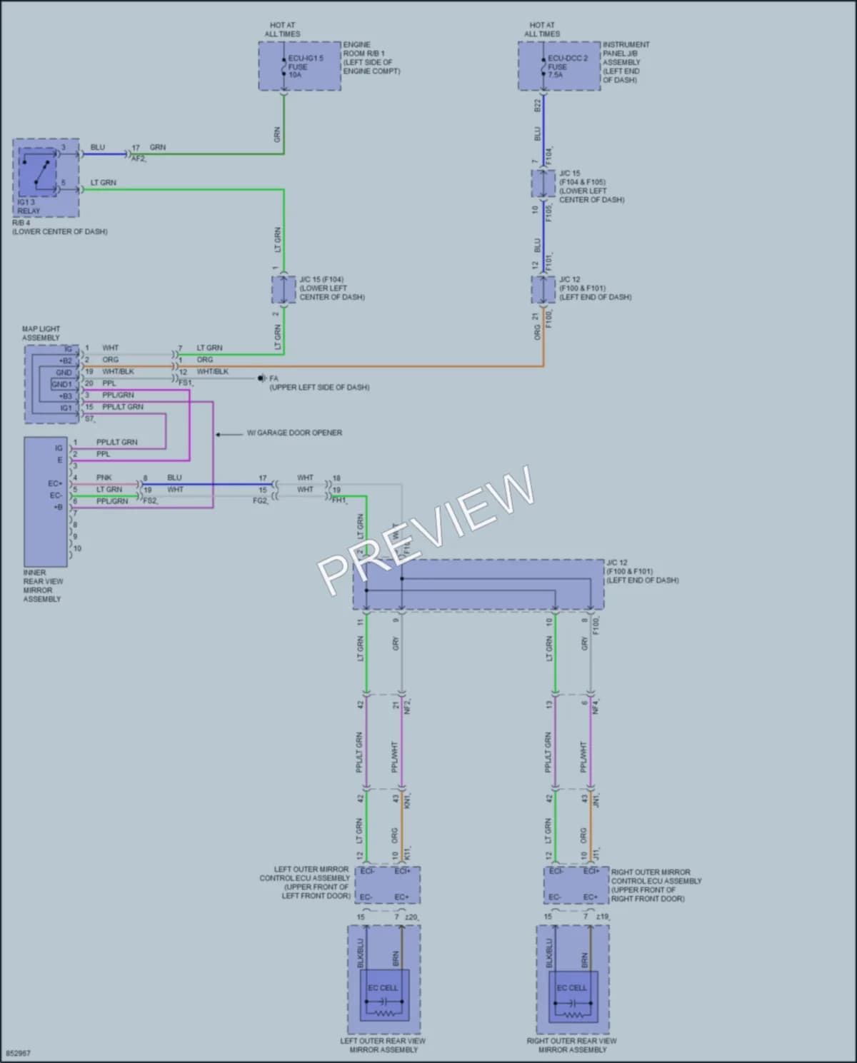 2024 Lexus UX250h Power Mirrors wiring diagram preview