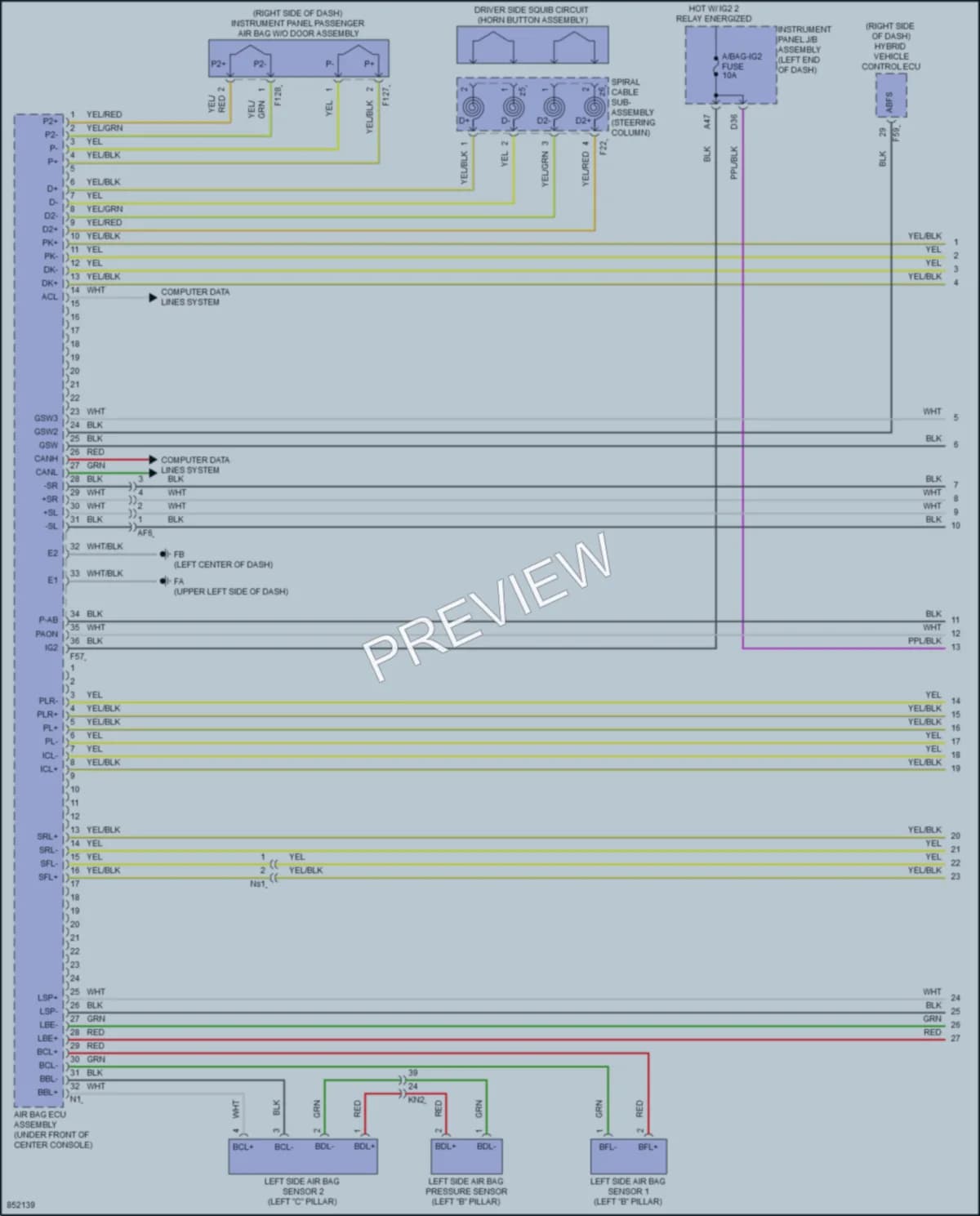 2024 Lexus UX250h Supplemental Restraints wiring diagram preview