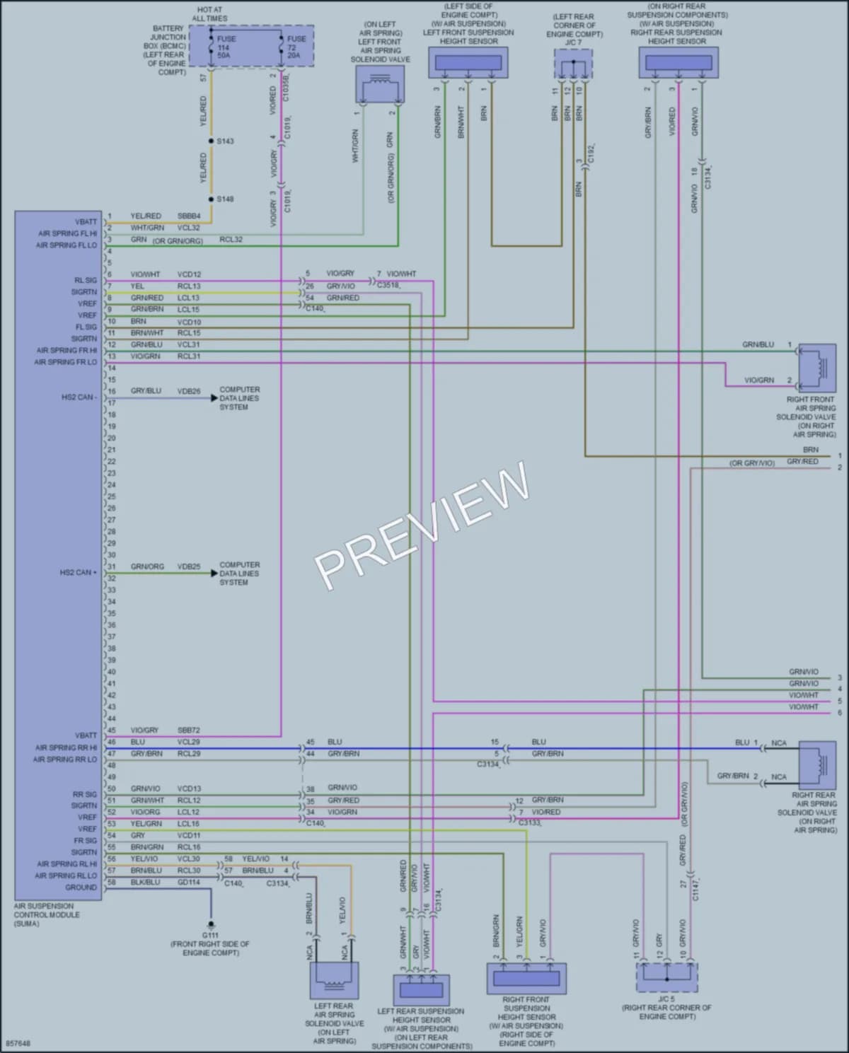 2024 Lincoln Aviator Electronic Suspension wiring diagram preview