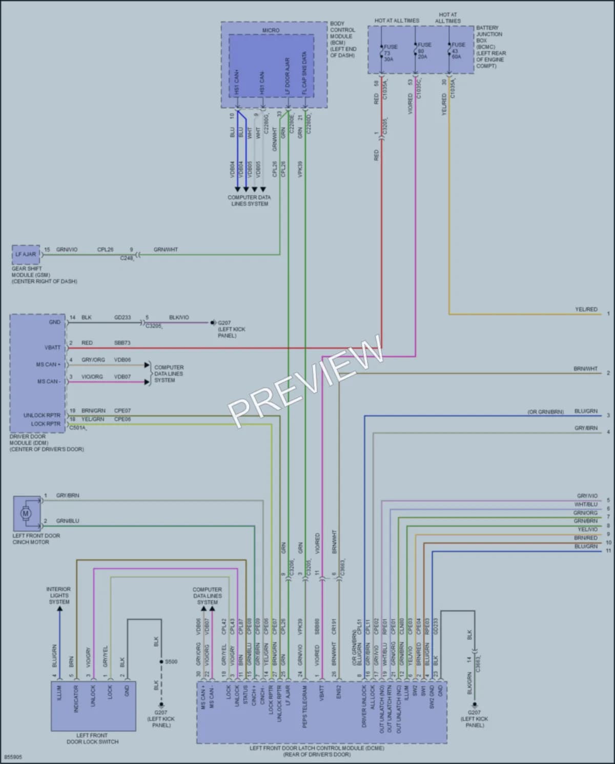 2024 Lincoln Aviator Power Door Locks wiring diagram preview