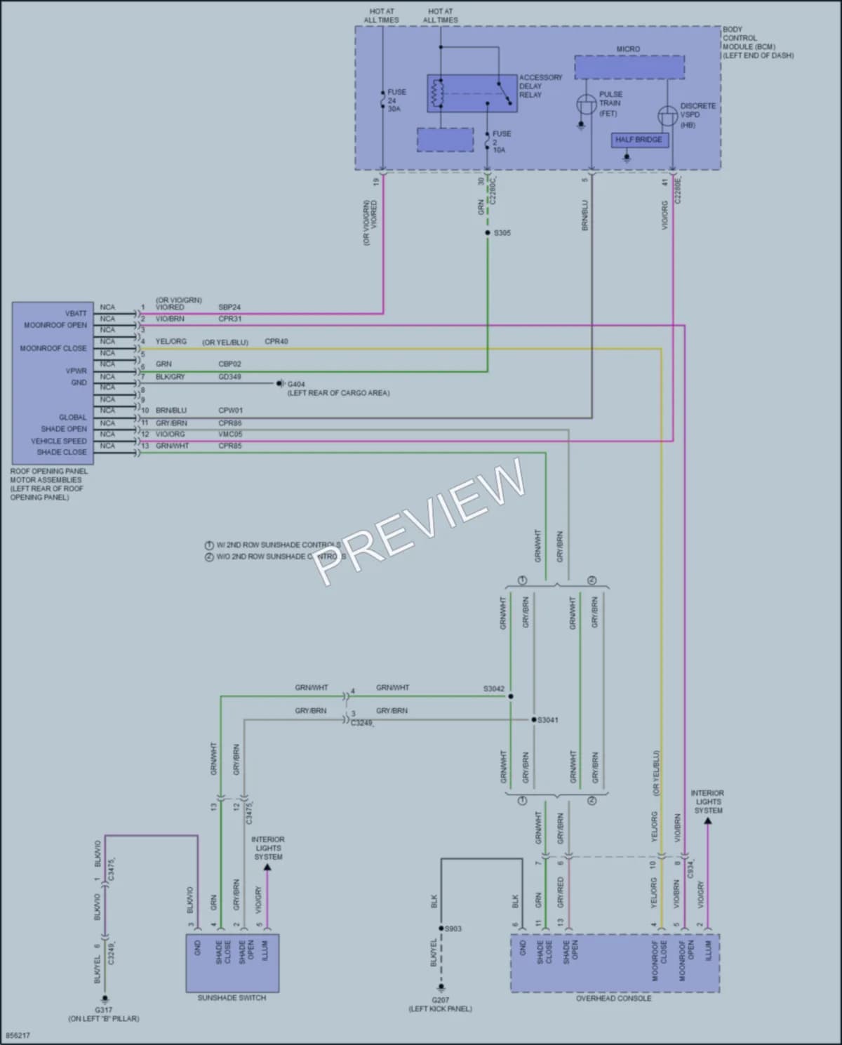 2024 Lincoln Aviator Power Top Sunroof wiring diagram preview