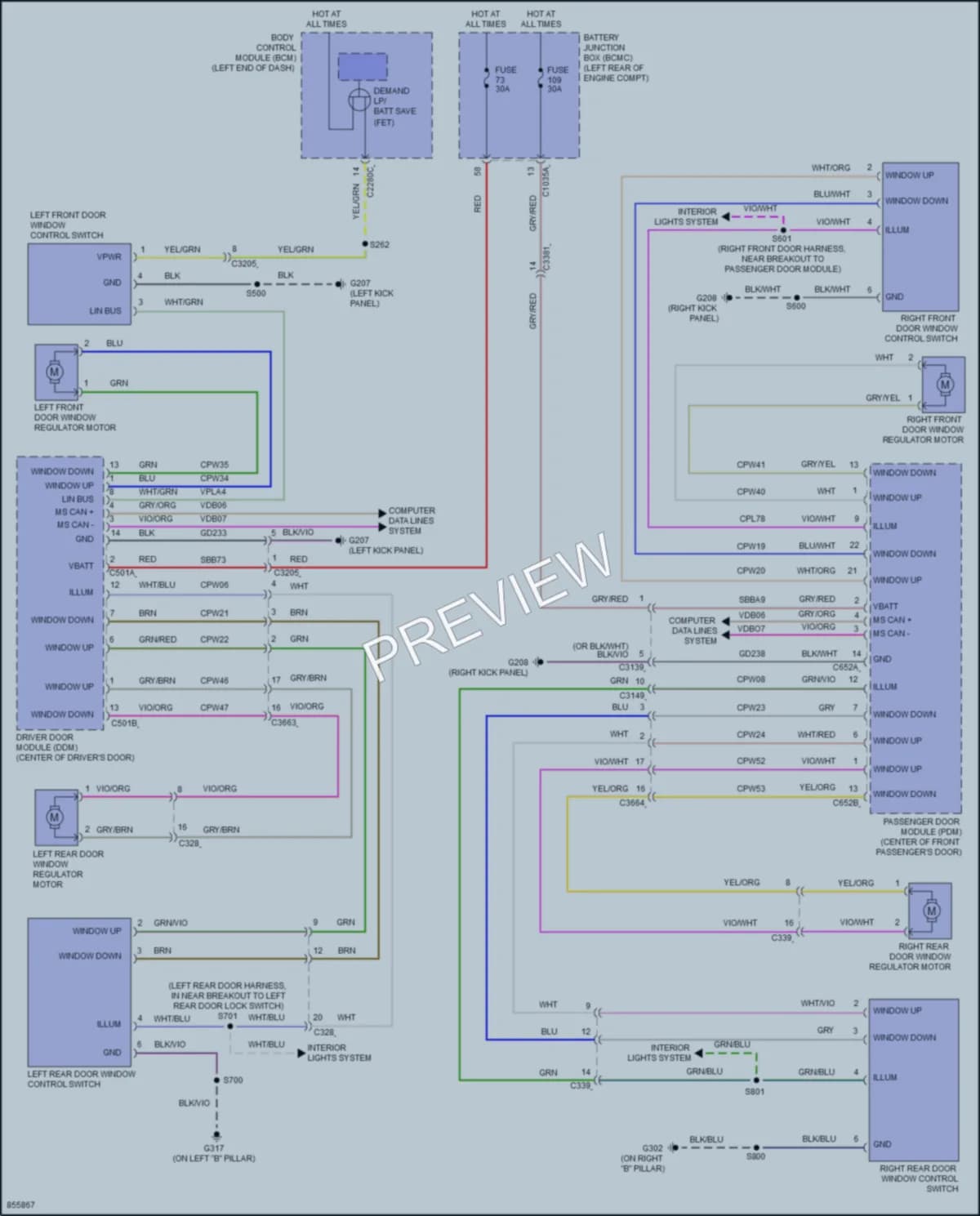 2024 Lincoln Aviator Power Windows wiring diagram preview