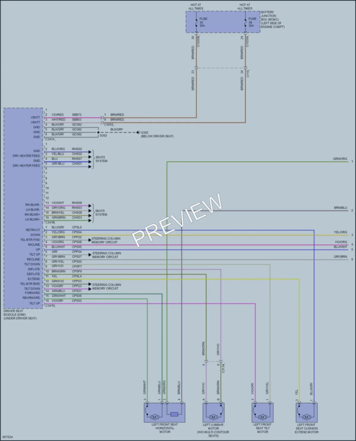 2024 Lincoln Corsair Memory Systems wiring diagram preview