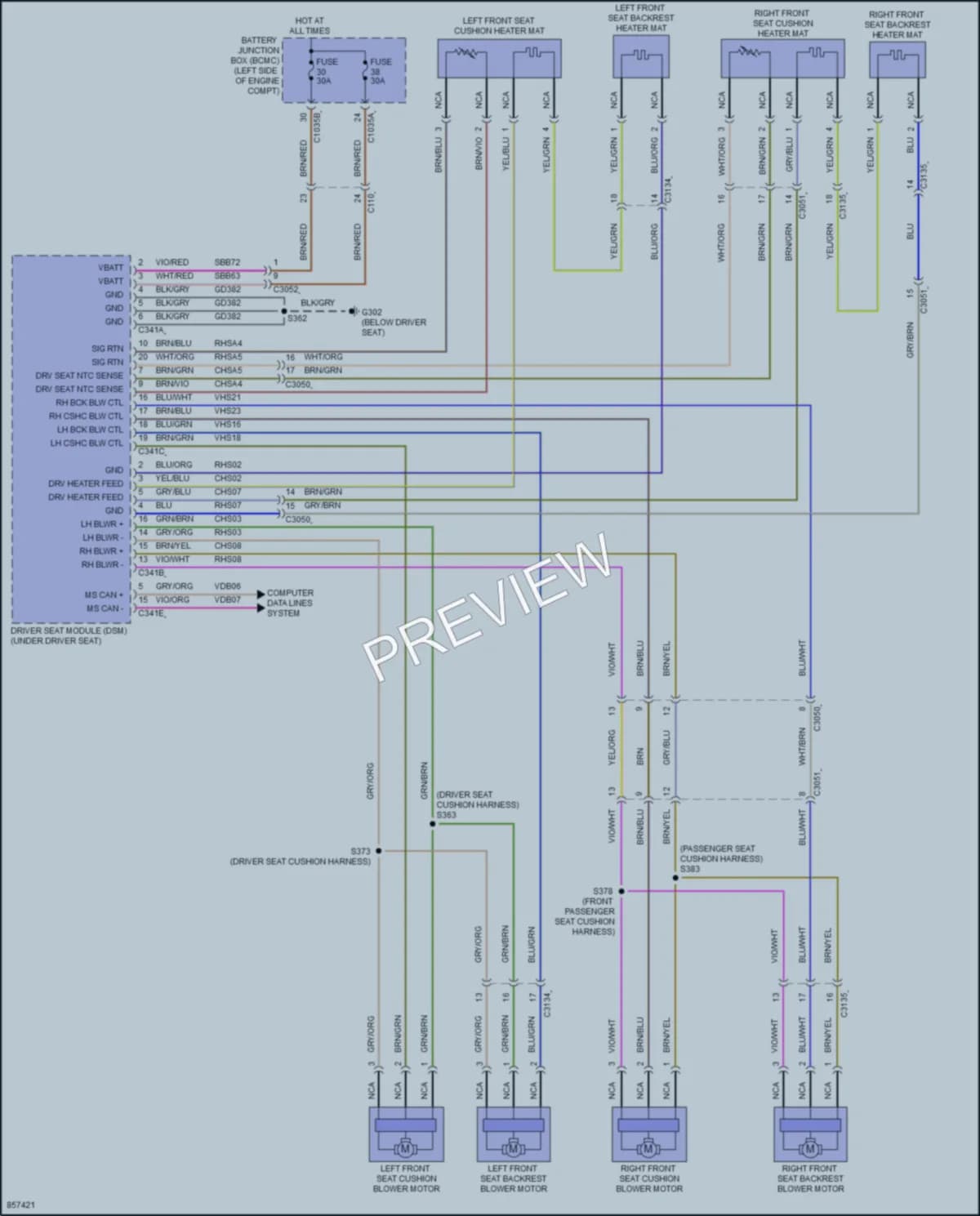 2024 Lincoln Corsair Power Seats wiring diagram preview