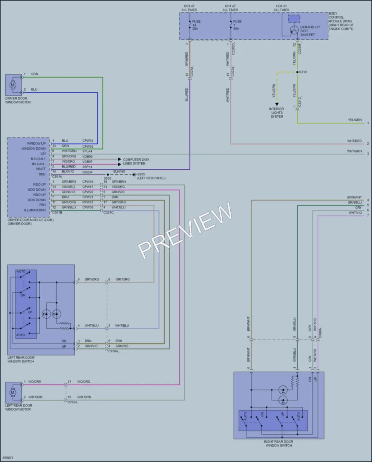 2024 Lincoln Corsair Power Windows wiring diagram preview