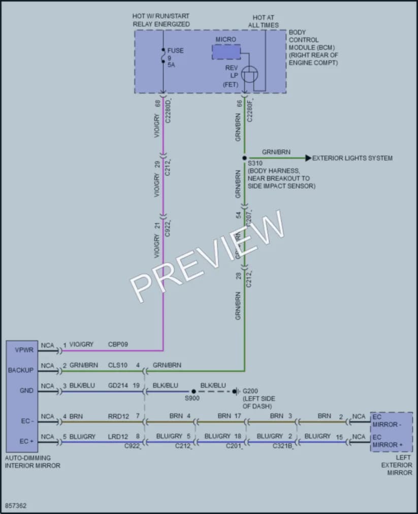 2024 Lincoln CorsairPlugIn Power Mirrors wiring diagram preview