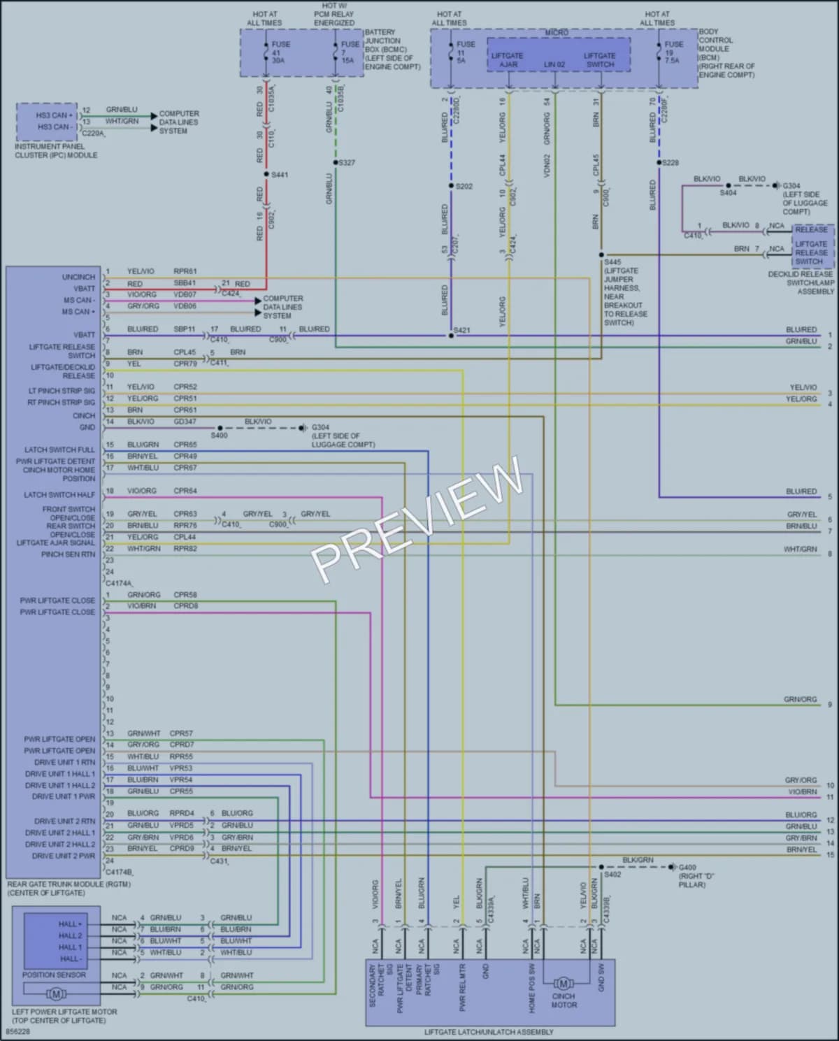 2024 Lincoln CorsairPlugIn Trunk Tailgate Fuel Door wiring diagram preview