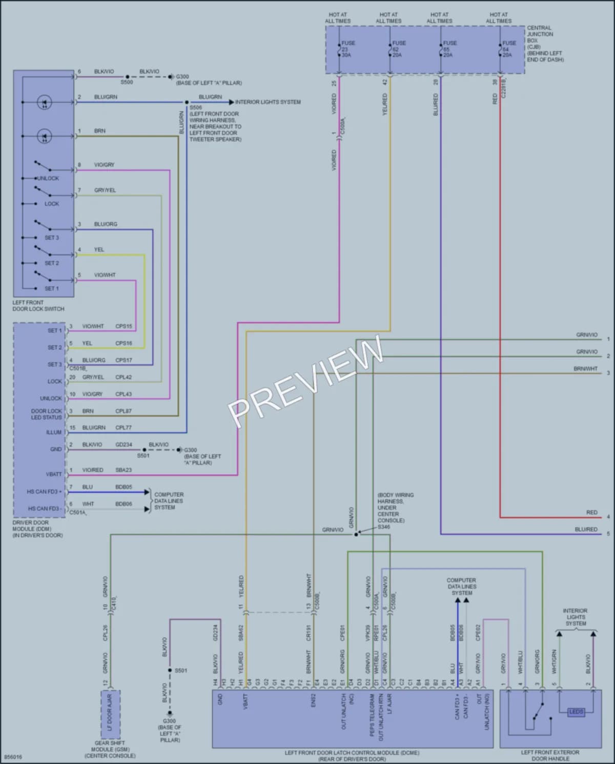 2024 Lincoln NautilusHybrid Power Door Locks wiring diagram preview