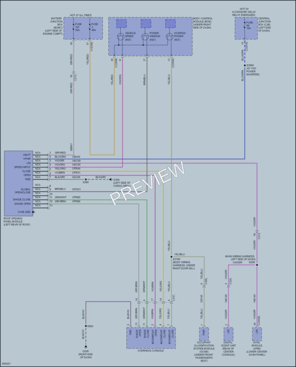 2024 Lincoln NautilusHybrid Power Top Sunroof wiring diagram preview