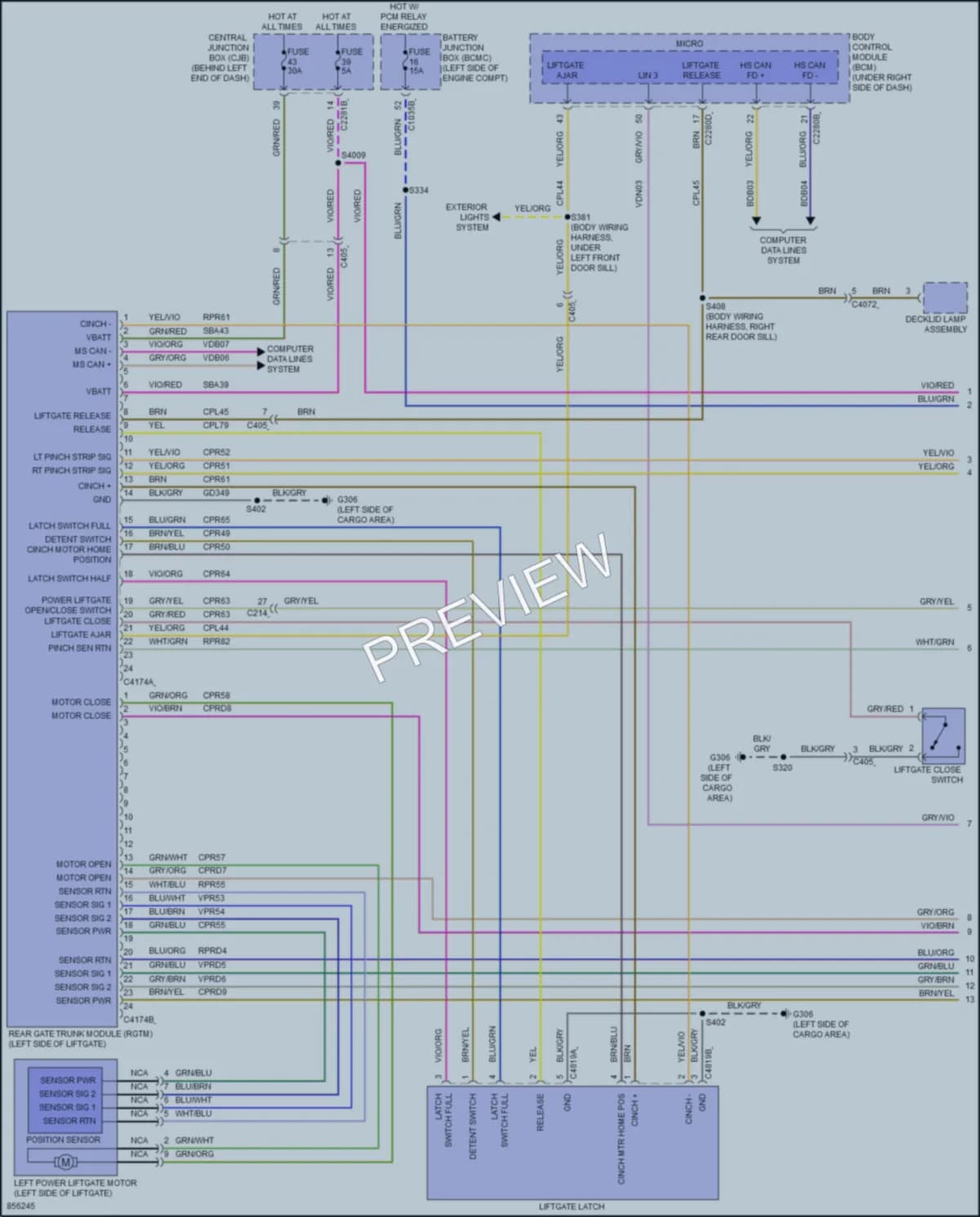 2024 Lincoln NautilusHybrid Trunk Tailgate Fuel Door wiring diagram preview