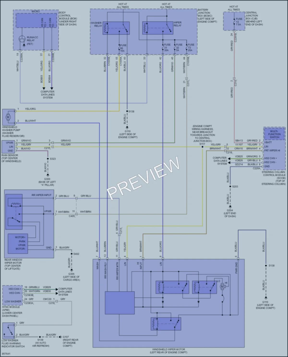 2024 Lincoln NautilusHybrid Wiper Washer wiring diagram preview