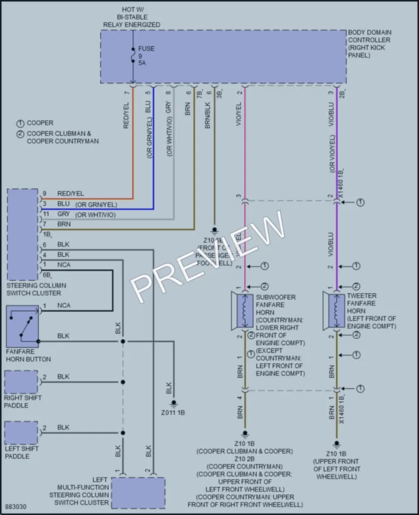 2024 MINI Cooper Horn wiring diagram preview