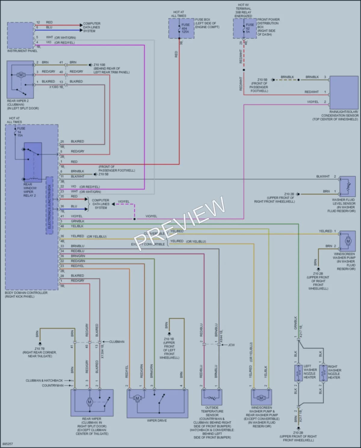 2024 MINI Cooper Wiper Washer wiring diagram preview