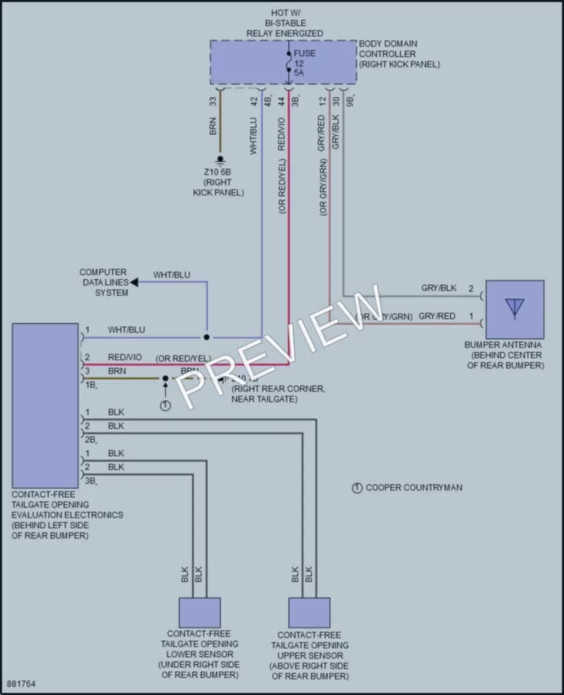 2024 MINI CooperClubman Trunk Tailgate Fuel Door wiring diagram preview