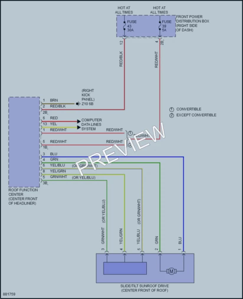 2024 MINI CooperCountryman Power Top Sunroof wiring diagram preview