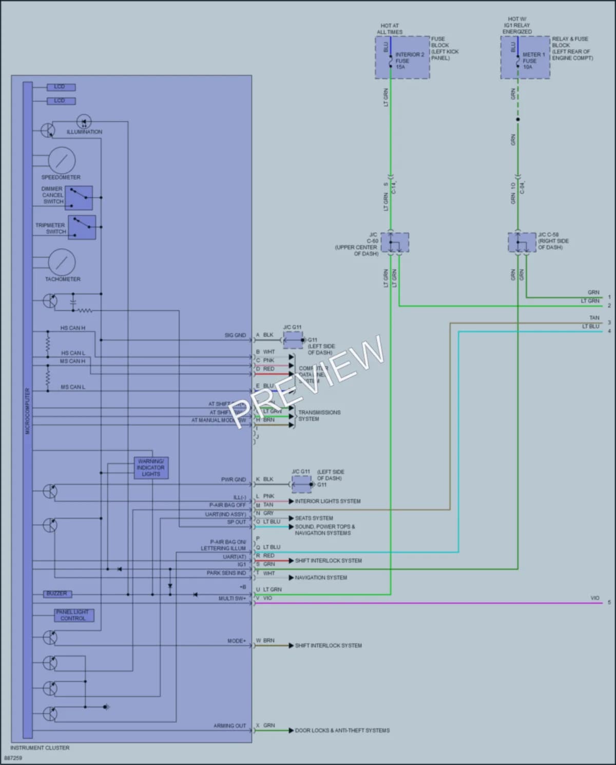 2024 Mazda CX5 Instrument Cluster wiring diagram preview