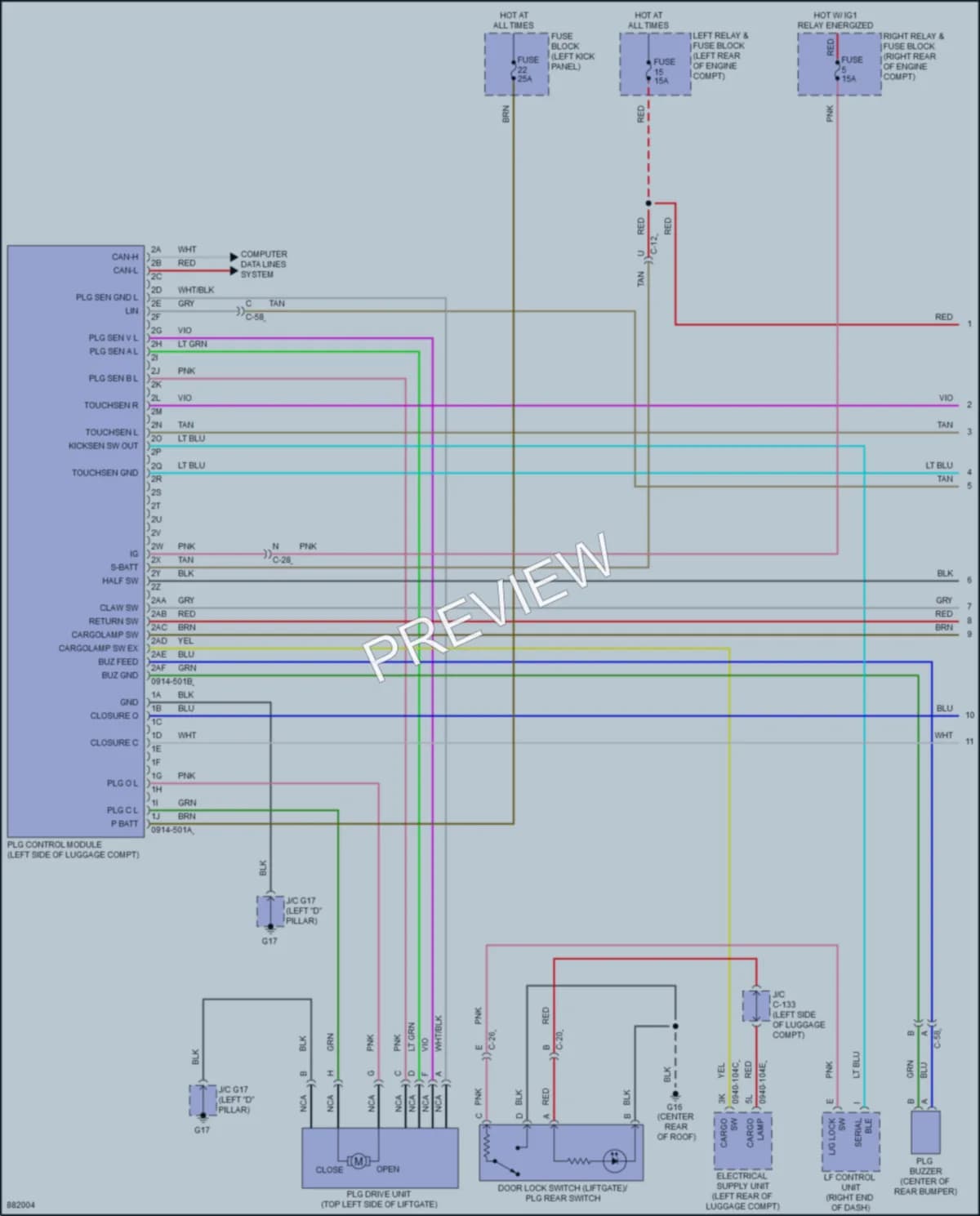 2024 Mazda CX90 Trunk Tailgate Fuel Door wiring diagram preview