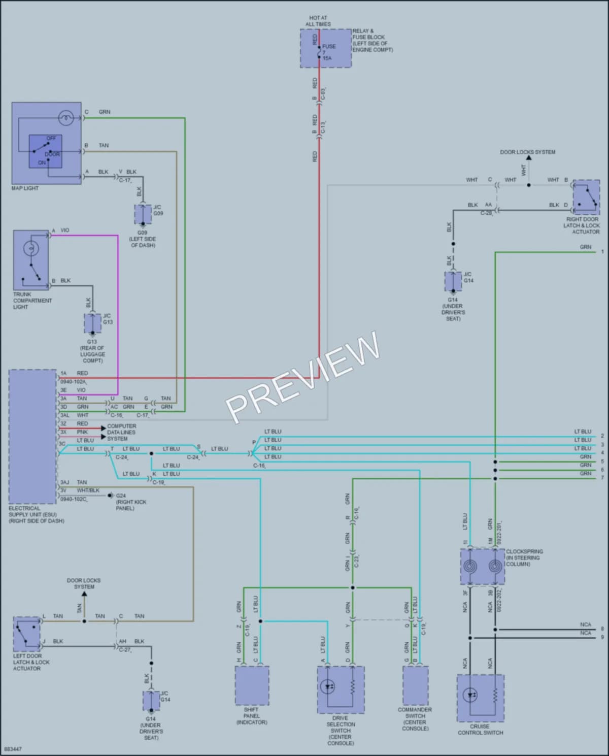 2024 Mazda MX5Miata Interior Lights wiring diagram preview