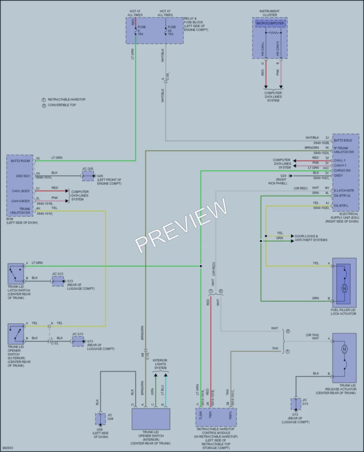 2024 Mazda MX5Miata Trunk Tailgate Fuel Door wiring diagram preview
