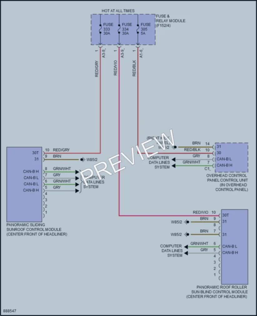 2024 MercedesBenz C300 Power Top Sunroof wiring diagram preview