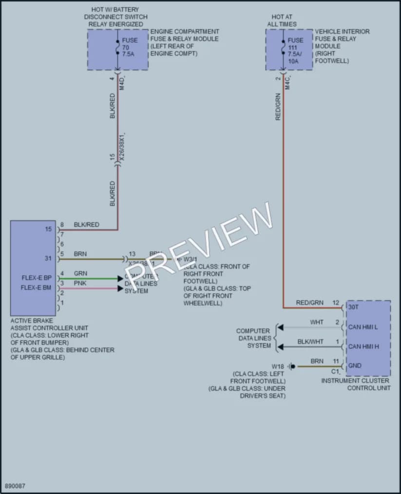 2024 MercedesBenz CLA250 Instrument Cluster wiring diagram preview