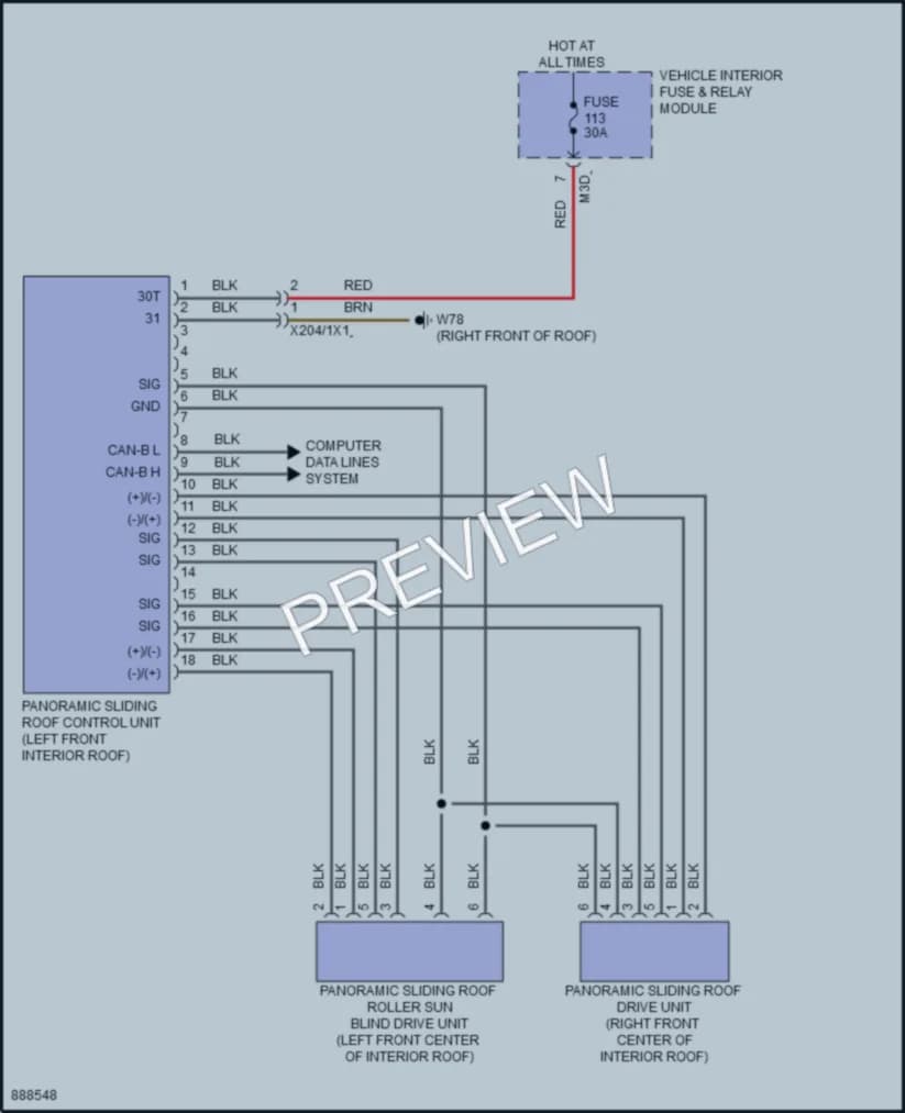 2024 MercedesBenz CLA250 Power Top Sunroof wiring diagram preview