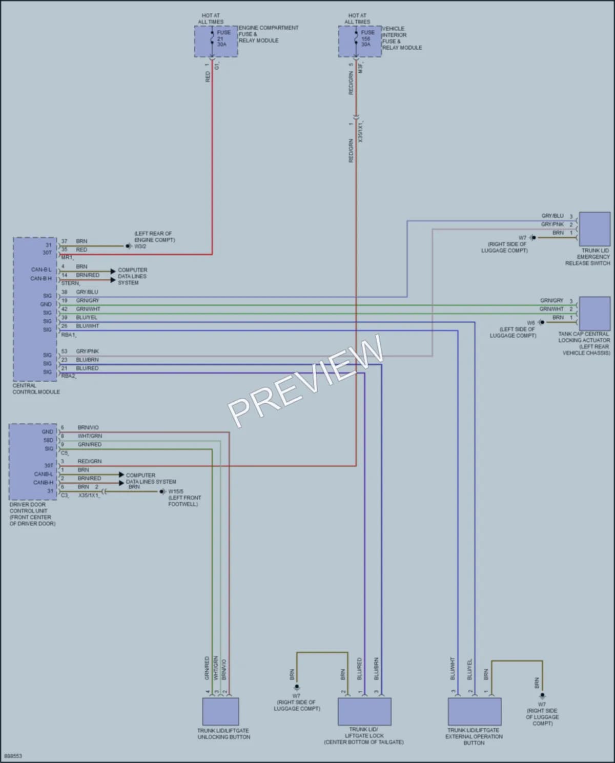 2024 MercedesBenz CLA250 Trunk Tailgate Fuel Door wiring diagram preview