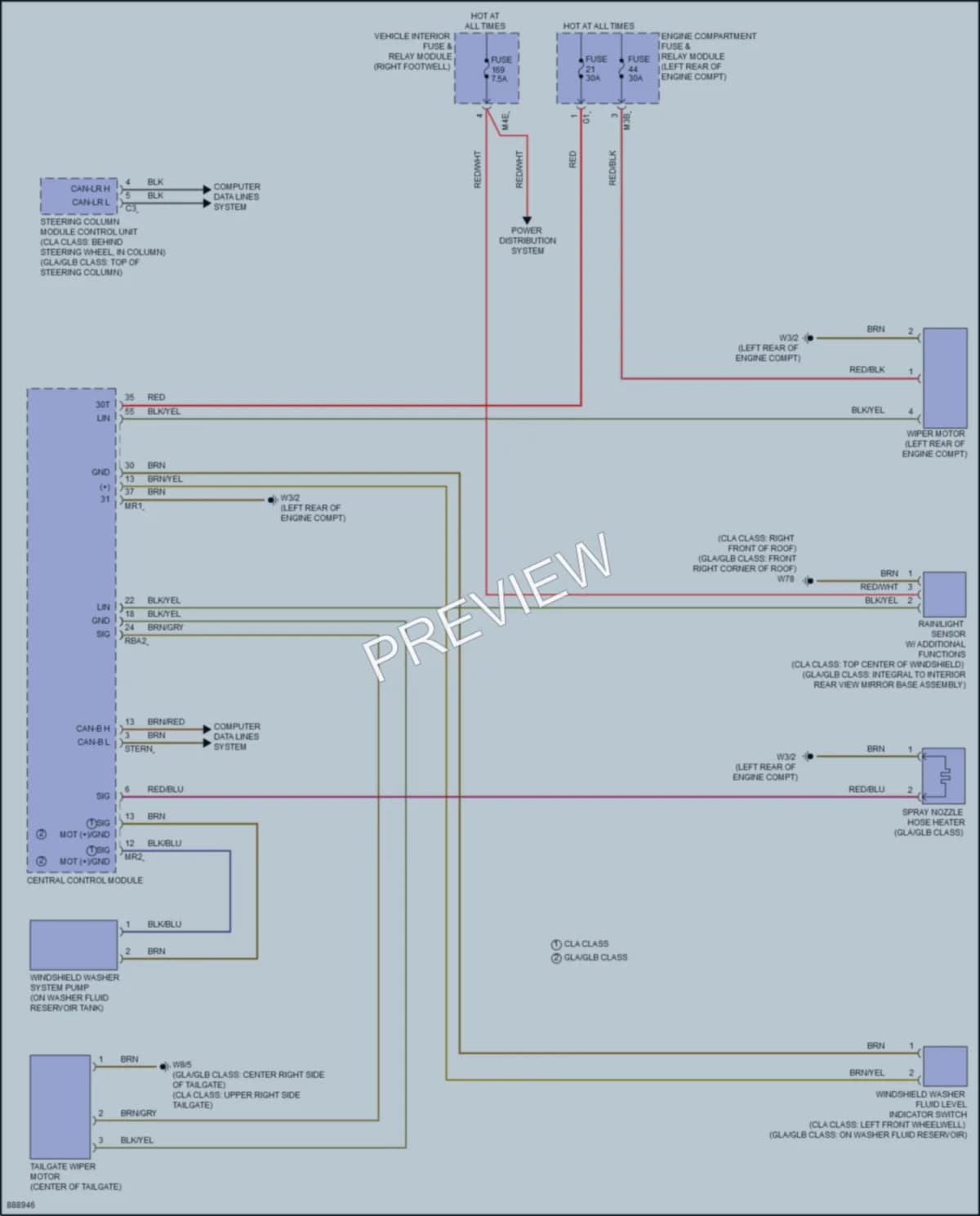 2024 MercedesBenz CLA250 Wiper Washer wiring diagram preview