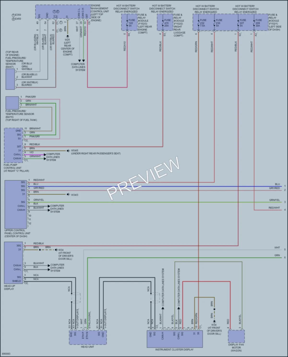 2024 MercedesBenz E350 Instrument Cluster wiring diagram preview