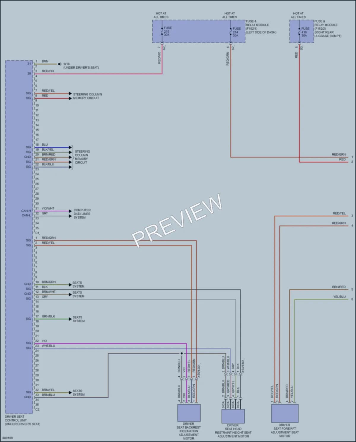 2024 MercedesBenz E350 Memory Systems wiring diagram preview