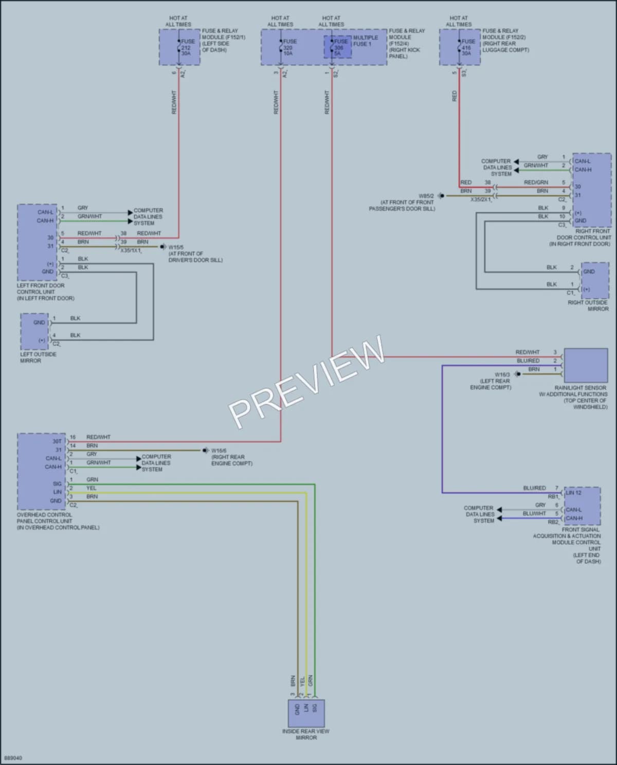 2024 MercedesBenz E350 Power Mirrors wiring diagram preview