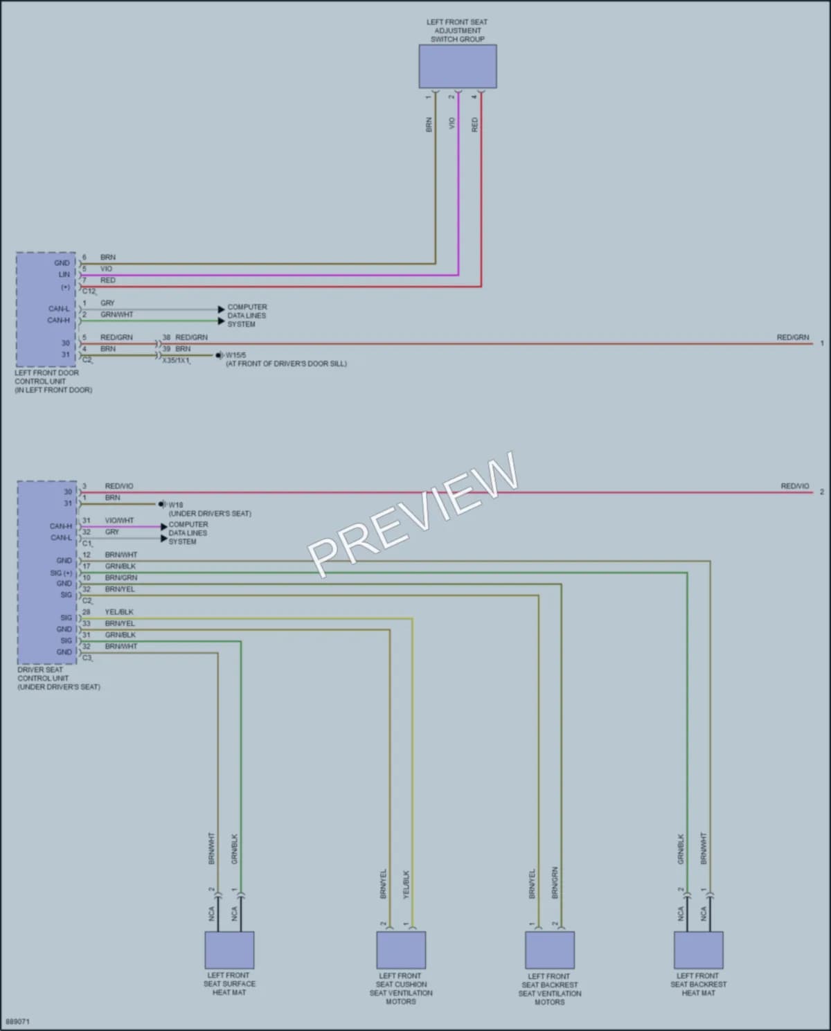 2024 MercedesBenz E350 Power Seats wiring diagram preview