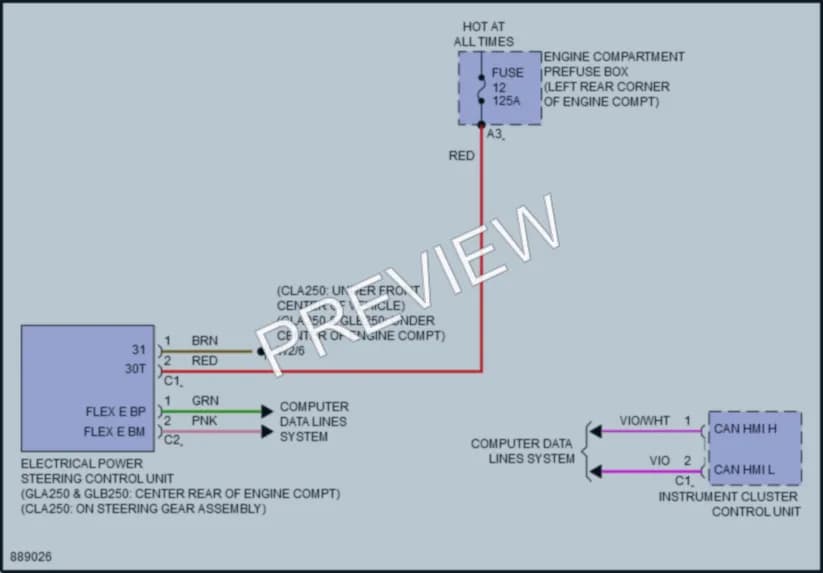 2024 MercedesBenz GLA250 Electronic Power Steering wiring diagram preview