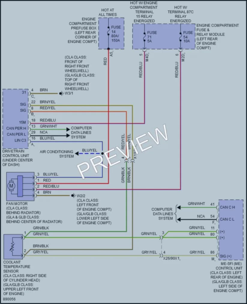 2024 MercedesBenz GLB250 Cooling Fan wiring diagram preview