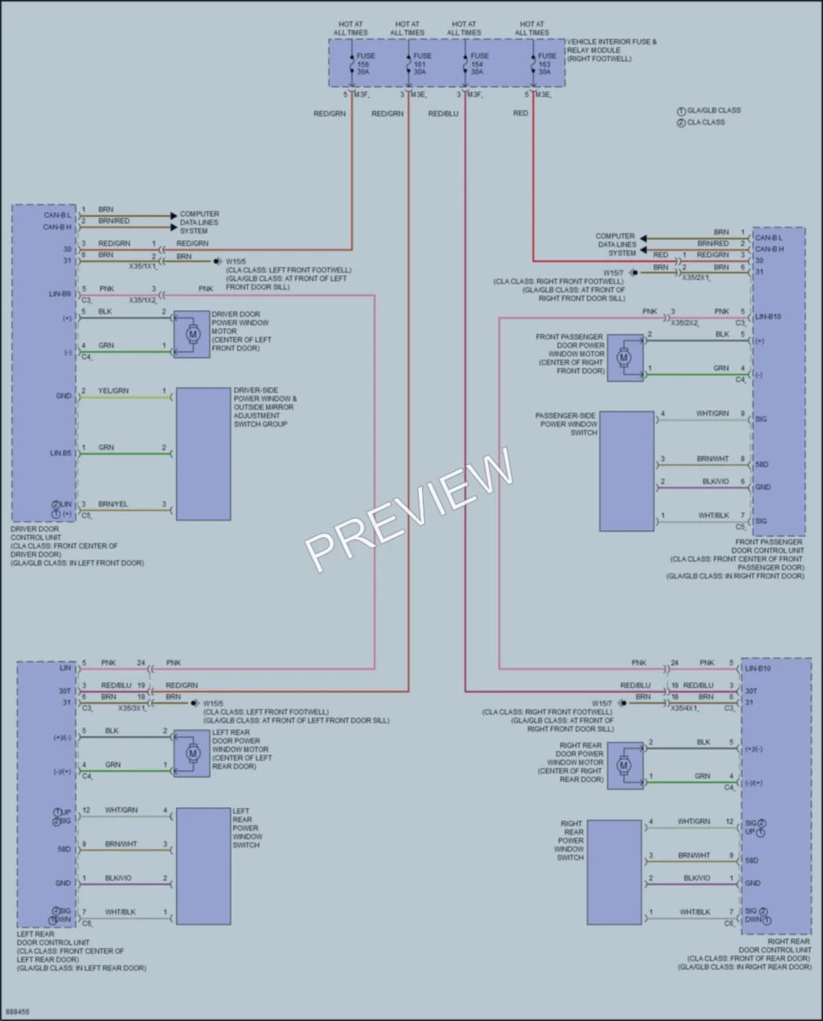 2024 MercedesBenz GLB250 Power Windows wiring diagram preview
