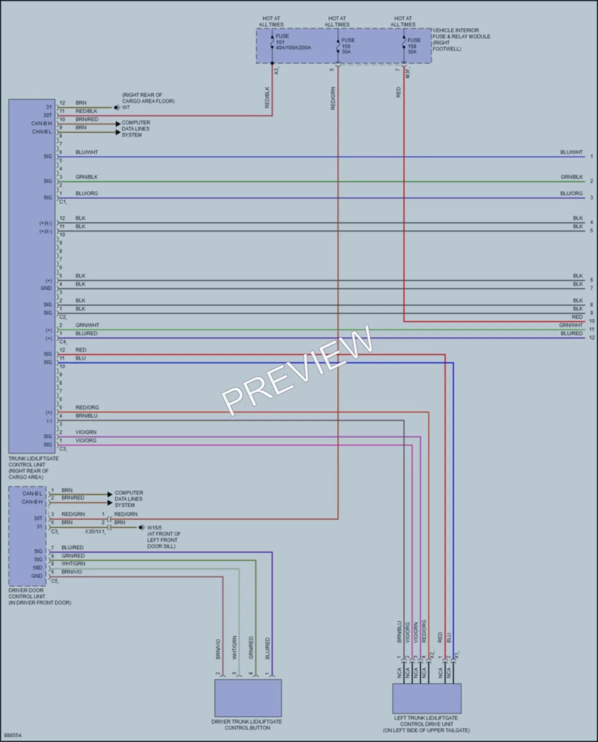 2024 MercedesBenz GLB250 Trunk Tailgate Fuel Door wiring diagram preview