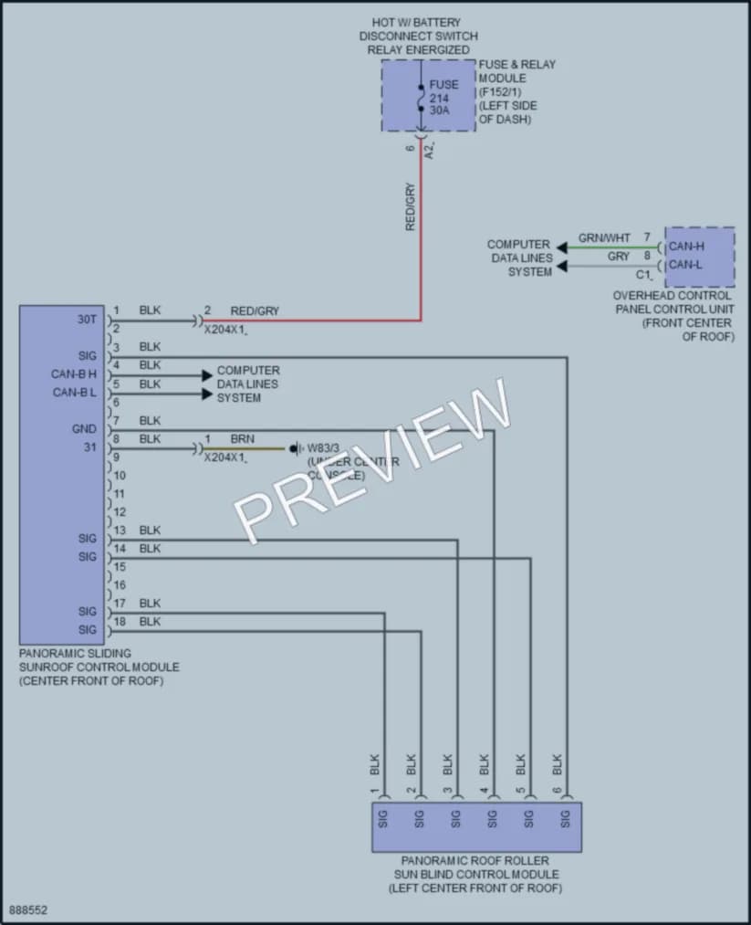2024 MercedesBenz GLC300 Power Top Sunroof wiring diagram preview
