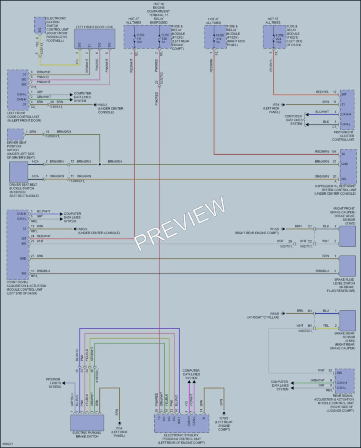 2024 MercedesBenz GLC300 Warning Systems wiring diagram preview