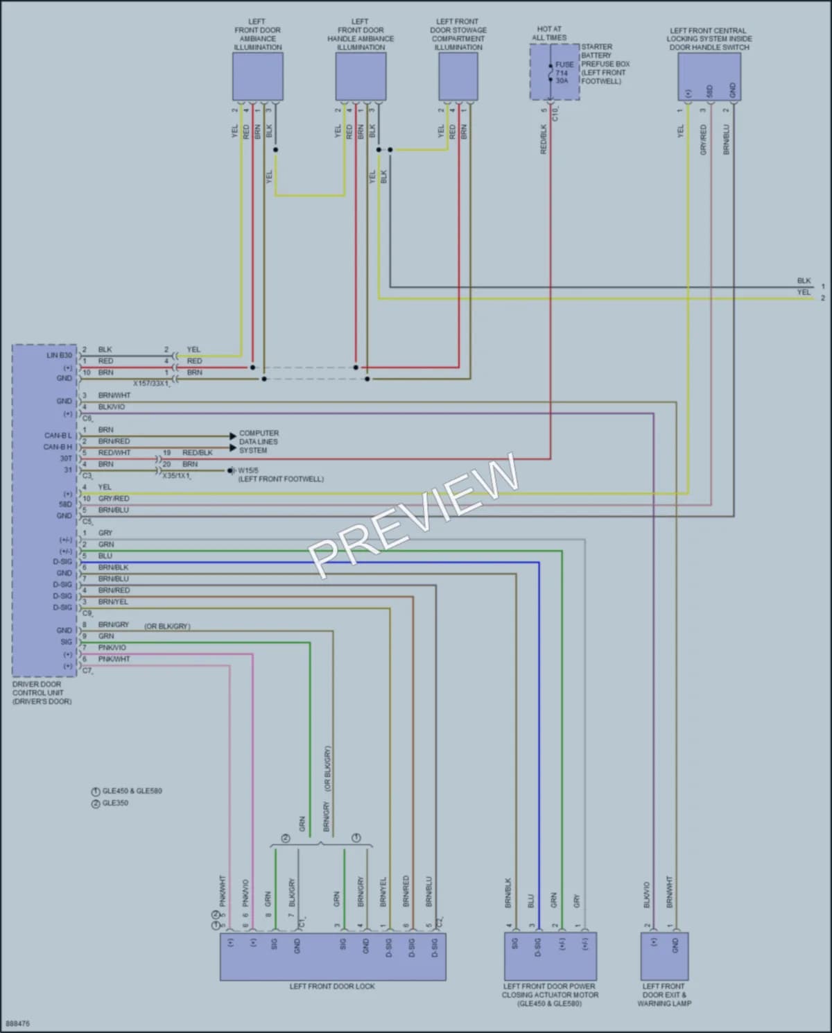 2024 MercedesBenz GLE450 Power Door Locks wiring diagram preview