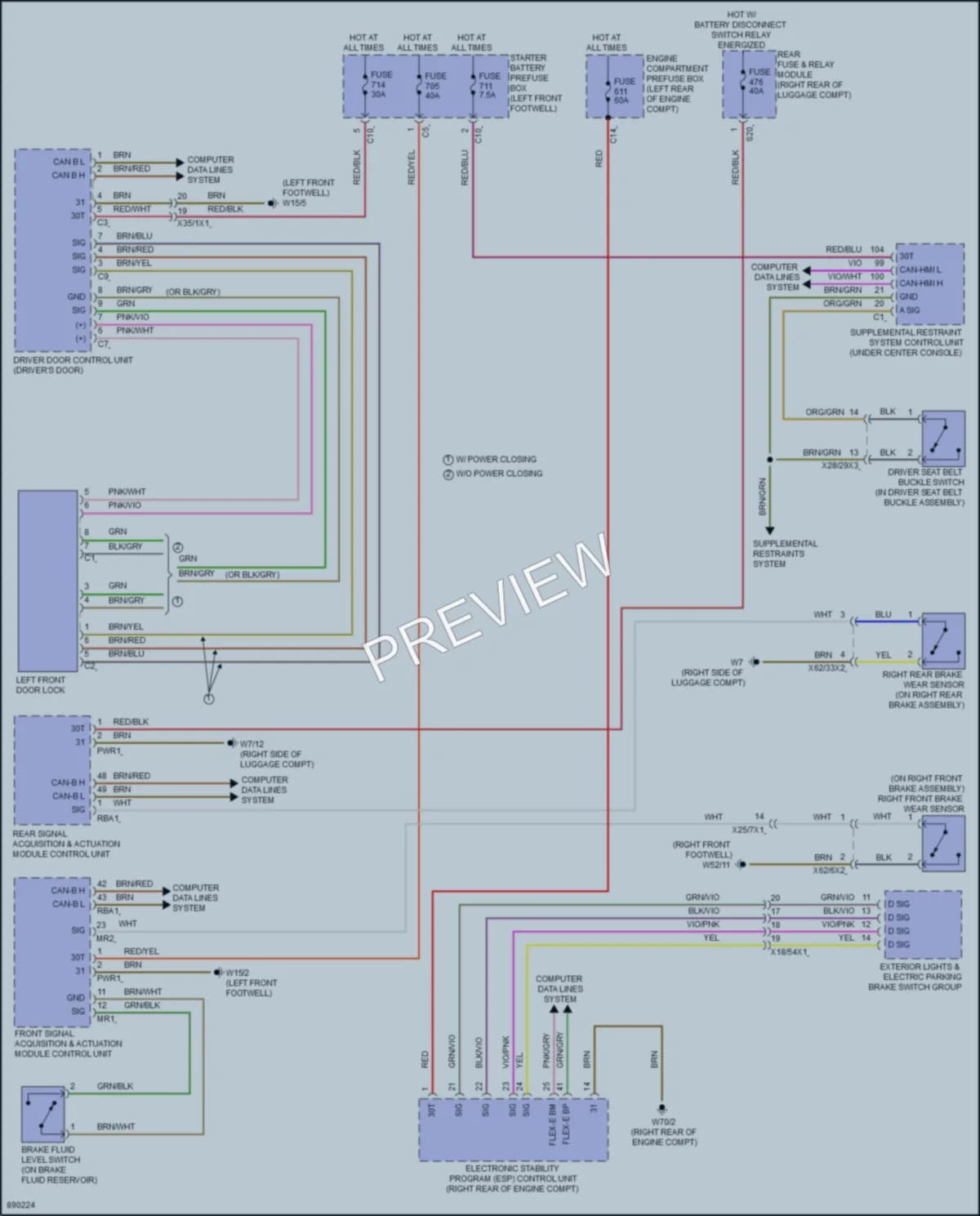 2024 MercedesBenz GLE450 Warning Systems wiring diagram preview