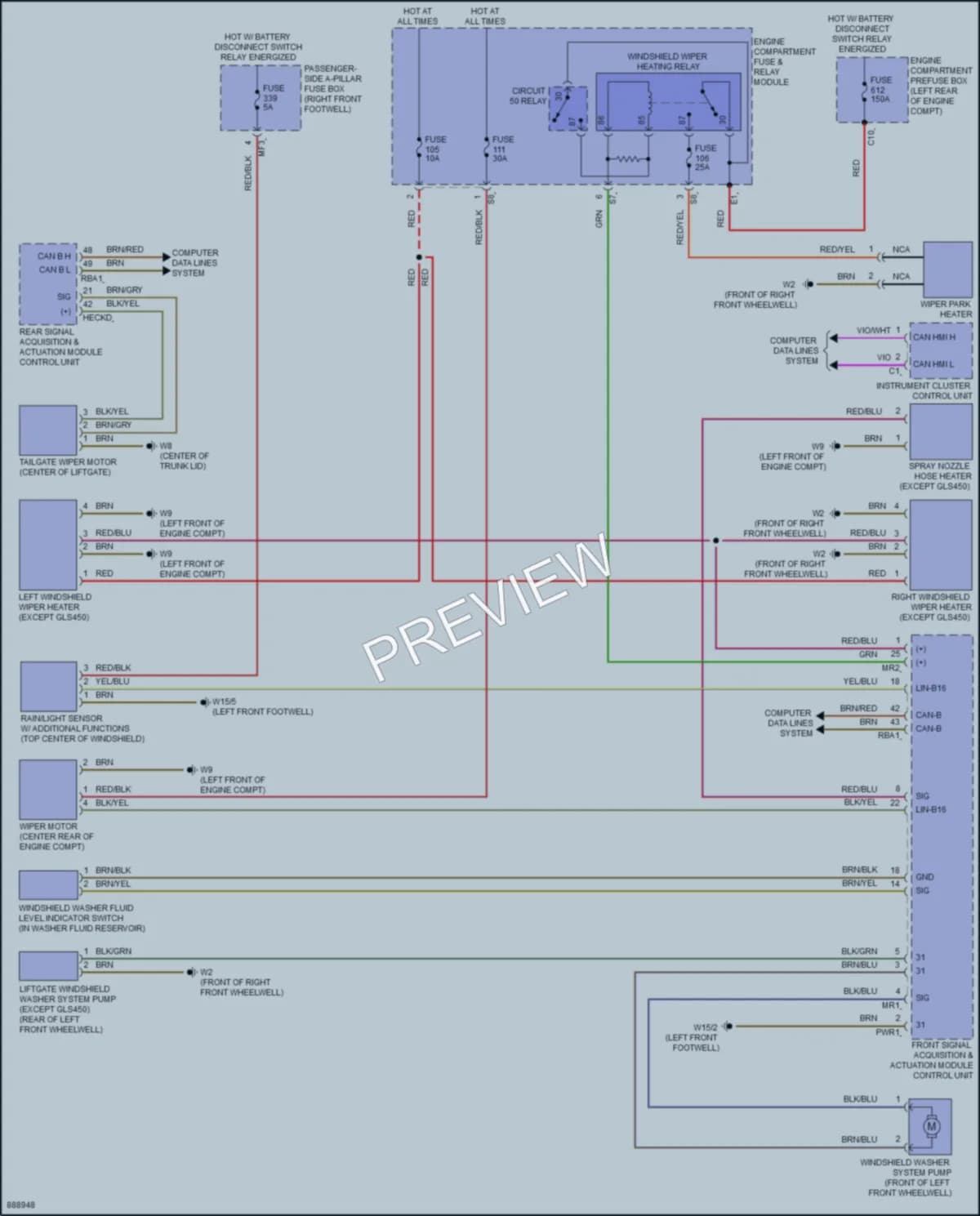 2024 MercedesBenz GLE450 Wiper Washer wiring diagram preview