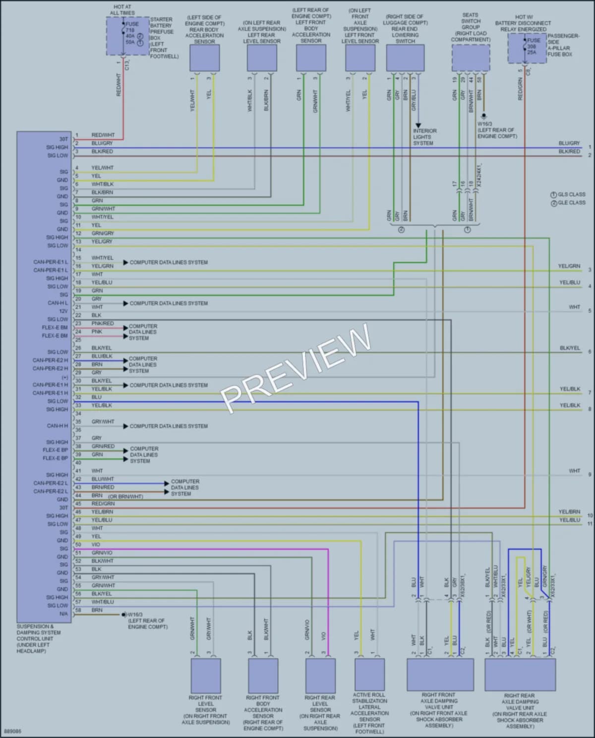 2024 MercedesBenz GLE580 Electronic Suspension wiring diagram preview
