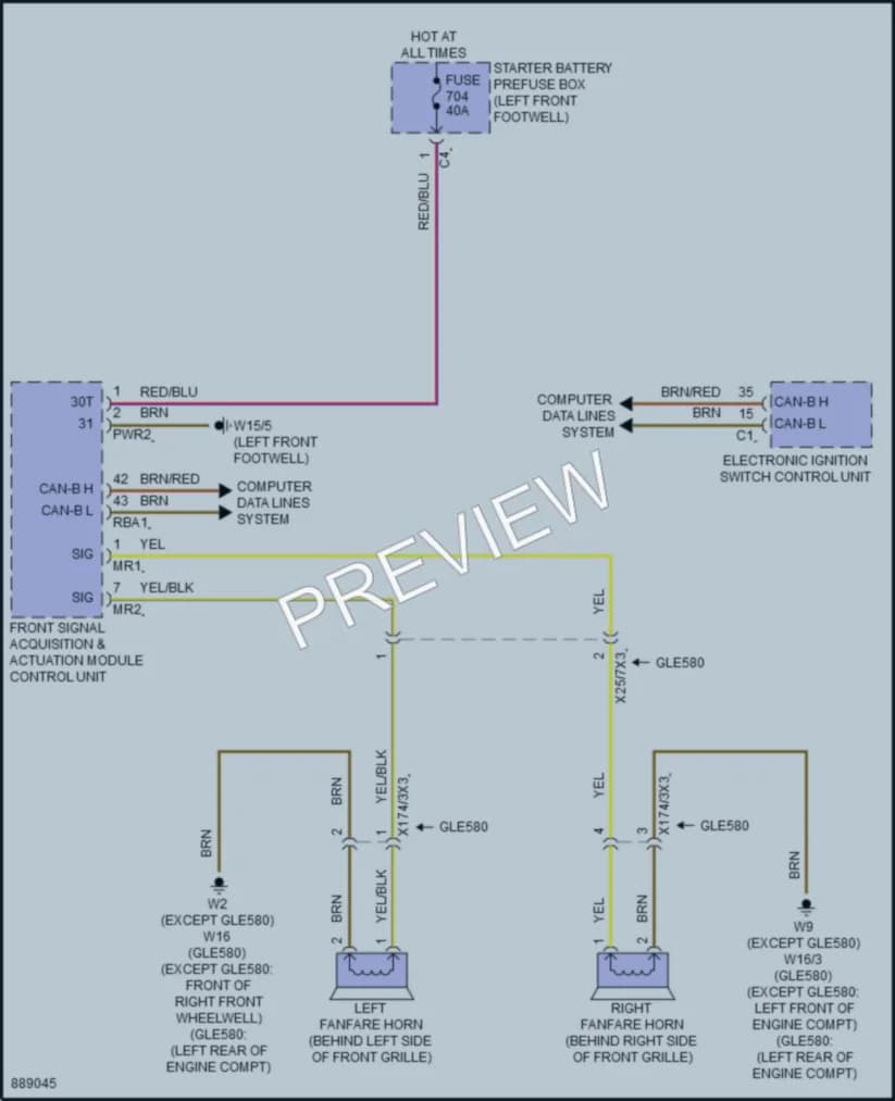 2024 MercedesBenz GLE580 Horn wiring diagram preview
