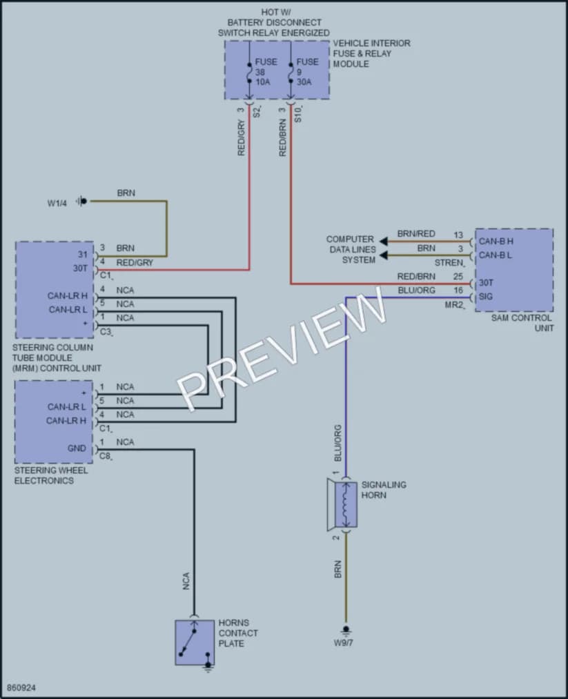 2024 MercedesBenz eSprinter Horn wiring diagram preview